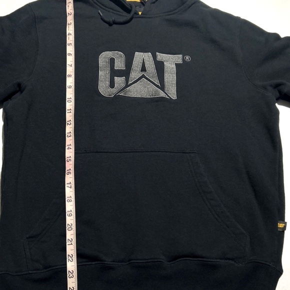 Caterpillar Sweatshirt Mens Medium Black Hoodie CAT Construction Logo Sweater - Picture 4 of 7